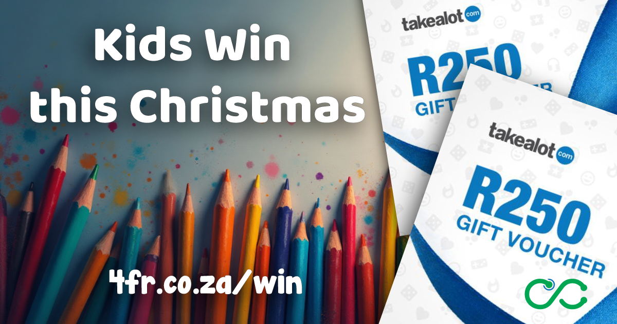 R250 Takealot gift voucher prize for the 4FR Health Kids Win colouring-in competition